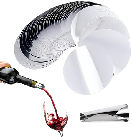 60 Pcs Vertedor de Vino - Boquillas Reutilizables de Aluminio para Botellas, Stop Gote Vino para Bebidas y Aceite de Oliva，Disco e Vertedor De Vino Vertidor De Vino Sin Goteo，Vertedor Vino Antigoteo