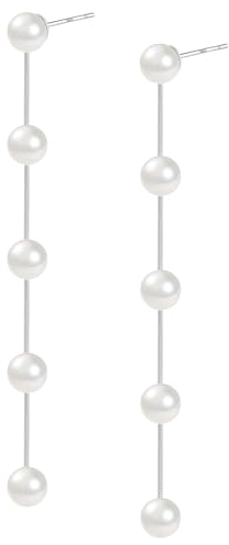 Perlen Ohrringe,Perlenohrringe,Statement Ohrringe,Ohrringe Perlen,Mädchen-Damen-Hochzeitsschmuck,Geschenke für Die Braut,Hochzeit,Geburtstag,Frauen- und Mädchenschmuck (Silber)