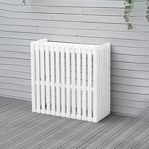 Massivholz Klimaanlagen Abdeckung Sichtschutz Zäune Jalousien Design Wasserdichte Pflanzenständer Klimaanlage Abdeckung Blumentopf Pflanzenregal Schutzgitter für Garten Balkon Rasen. ( Color : Wit , S