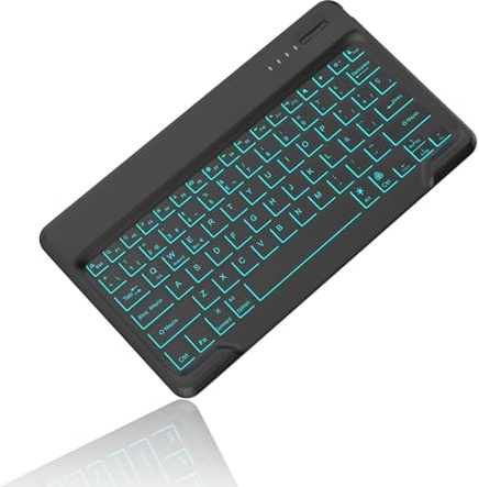 Teclado Bluetooth Inalámbrico Retroiluminados, Compatible con Samsung/Huawei/Lenovo, Teclado Español Ñ Bluetooth Inalámbrico Súper Delgado de para iPad, iPad Pro, iPad Air, 27.1*15.1*0.4, Negro