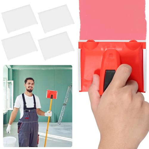 Paint Edger Tool, Multifunctional Paint Edging Trimmer with 4 Replacement Pads, Paint Pad Applicator Paint Corner Tool for Wall Painting Ceiling, Painting Corner and Edges(Set 1)