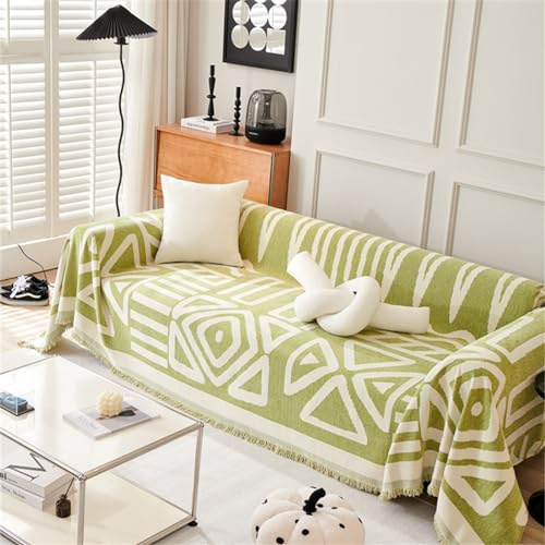 FZKun - Manta para sofá grande de 1/2/3/4 plazas, cobija suave reversible para sofá estilo bohemio versátil, cobija decorativa para sillas, sofás, camas (Verde, 180x340 cm)