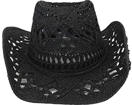 Pineeseatile Strohhut Frauen Männer Cowboy Hut Strand Floppy Sun Hut Sommer Outdoor Western Cowboy Hüte handgewebten Strohhut Atmungsaktives Strandkappe Jazz Sunhat für Männer Frauen Frauen
