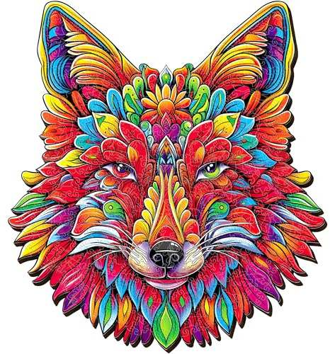 ESC WELT Holzpuzzle Fuchs-Mandala 300 Teile - Anspruchsvolles Denkspiel für Kinder & Erwachsene - Umweltfreundliches & Unterhaltsames Lernspielzeug - Herausforderndes Spiel - Denkspiel aus Holz