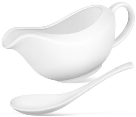 BIUDECO Gravy Boat Sauce Pot Pitcher for Condiments Elegant Serving Bowl Handle