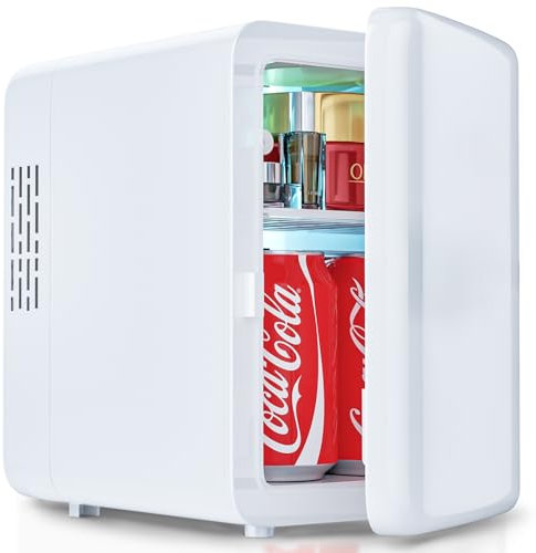 VIYSPNV Mini Frigo 4L Mini Frigo Portable 12V/220V Mini Frigo Cosmetique de Chambre Faible Bruit Mini Glaciere Electrique Mini Frigo Voiture Fonction Chaud/Froid Refrigerateur Cosmetique
