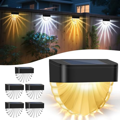Forlivese Solarlampen für Außen Wand Garten 6 Stück, 2 Lichtmodi (Warm + Weiß) Solar Zaun Beleuchtung, IP65 Wasserfest Wandleuchte Aussen, Solar Zaunleuchten für Garten Dekoration, Treppe, Wege