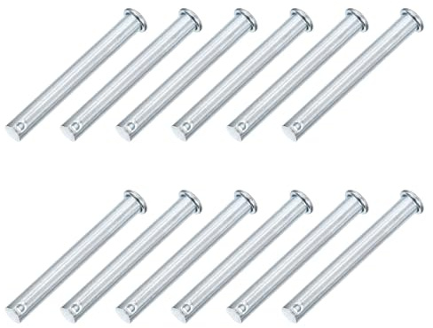 sourcing map 12Pcs M10 x 80mm Single Hole Clevis Pins, Zinc-Plated Carbon Steel Flat Head Hitch Pins for Trailer Latch, Mechanics Repair, Furniture Installation, Industrial Equipment