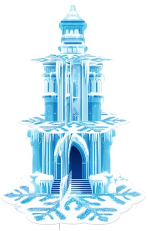 Fuwraixis Base para tarta Frozen de 3 pisos, Soporte para Tarta de Cartón Copo de Nieve, Castillo de Hielo Decoración de fiestas, Decoración de cumpleaños infantil