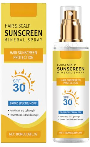 UV Hair Protector Spray, SPF30 Hair & Scalp Sun Protection Spray, Scalp Spf, hair Sun Protection spray, Non-Greasy UV Protection, Prevent Hair Color Fade/Dryness, Suitable for Hiking/Beach/Running
