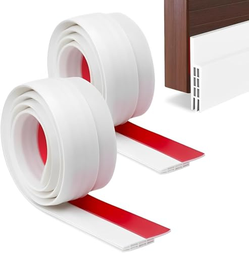 Door Draft Excluder Strip, Self Adhesive Draft Excluder Tape for Noise Proof and Energy Saving, Door Bottom Seal Strip to Prevent Bugs Coming, 78 Length x 2 Width(2M White)