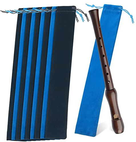 HEATSHAKING 10 Pcs Soprano Recorder Storage Bags, Suede Flocking Soft Lining Drawstring Closure, Reusable Carry Pouches for Flute Accessories, British Musical Instrument Use