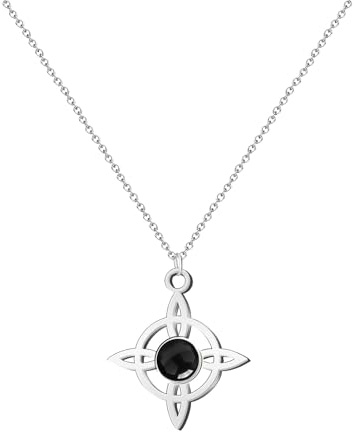cotigo Collana donna nodo di strega con pietra naturale e acciaio inossidabile + regalo un bracciale a 7 nodi, nodo di strega doppia protezione, portafortuna regalo donna.