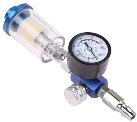 LKRXW Regolatore di Pressione Separatore Acqua Olio per Compressore d'aria | Attacco Rapido G1/4 Filtro Aria Compressa Separatori Trappola Pistole Apruzzo Manometro Pneumatico Pistola
