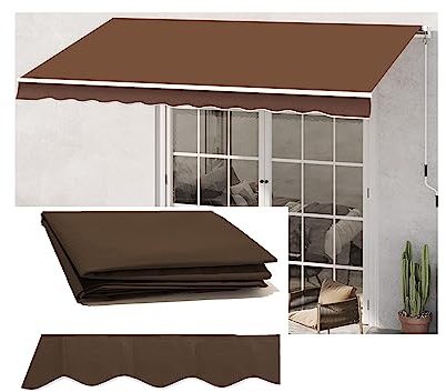 Tendalino Parasole Impermeabile e Resistente per Esterni - Tessuto di Ricambio Traspirante per Tenda da Sole Retrattile, per terrazze, Giardino, Negozi (3,7 x 2,4 m, Colore Marrone)