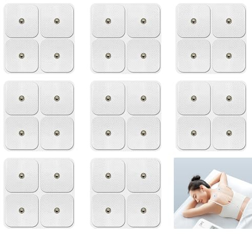 32 Pads Nachkaufset selbstklebende Gel-Elektroden Pads, 50x 50mm Tens Geraet Elektroden für Sanitas & Beurer Tens Maschinen, Tens Pads mit 3.5mm Druckknopfverbindung