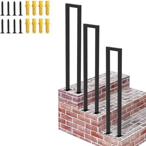 Outdoor Stair Railing for Steps Floor Mount，Fit 1 Step Stair Banister Handrail with Installation Kit，Garden Hand Rail Wrought Iron Railing for Decking Garden Terrace(55cm/22in)