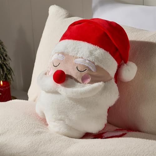 OHS Christmas Santa Cushion, Soft Cosy Plush Pillow Christmas Decorative Stuffed Santa Novelty Cushion for Sofa Bed Scatter Throw Pillow Gift for Adults Kids, 34 x 40cm