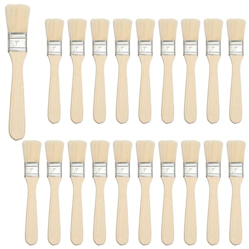 20 Pcs 1 Inch Paint Brushes Decorating – Chip Paintbrushes with Wooden Handle, Small Paint Brushes Set for Furniture Painting, Walls, Stains, Varnishes, Glues & DIY Home Woodwork