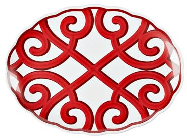 Vassoio Ovale Grande Harmonia, Vassoio in Melamina lavabile in lavastoviglie (Rosso brillante)