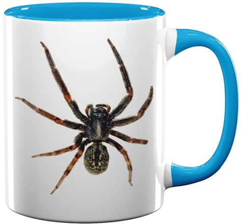 Creepy Spider Crawling Scary Ceramic Tea Coffee Mug Light Blue
