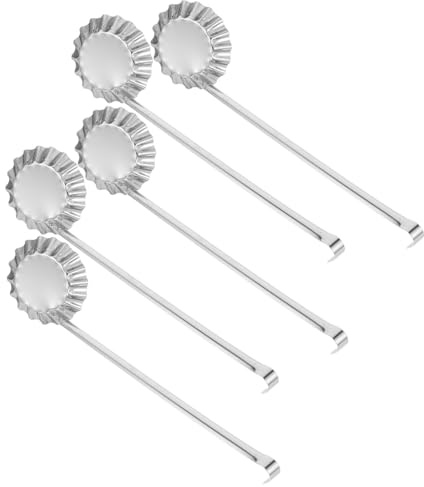 OUNONA 5 Stück Teiliges Edelstahl frittierlöffel Langem Griff Antihaftbeschichtet für Snacks Langlebig Leicht zu Reinigen zum Frittieren von Garnelen Kartoffelpuffern und Rösti