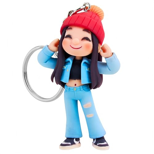 Smile lab 3D Figur Schlüsselanhänger Personalisiert mit Foto, Mini Cartoon Figur Schlüsselanhänger, Personalisierte Geschenk für Frauen, Männer, Frauen, Paare & Haustierliebhaber Harz