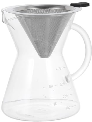ABOOFAN Cafetera de Goteo Portátil de Vidrio Borosilicato con Filtro Micro-malla Resistente y Asa Ergonómica para Café Manual y Otros Líquidos