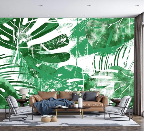 3D Papel Pintado Acuarela Monstera Deliciosa Para Pared, Mural Decorativo Plantas Tropicales Para Salón Dormitorio Póster Fotográfico Papel Tapiz Fotomurales De Pared 300x210cm