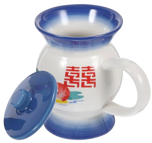 JECOMPRIS Taza de Cerámica Estilo Antiguo Azul, Juego de 2 Unidades para Café y Bebidas, Diseño Creativo Reutilizable para Hogar y Uso Diario