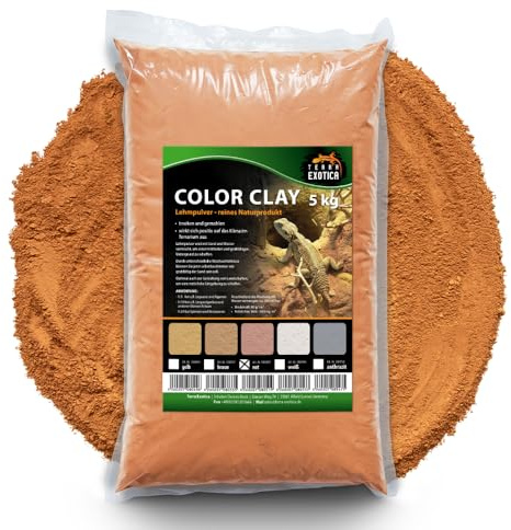 Terra Exotica Lehmpulver 5 kg - verschiende Farben zur Auswahl – Natürlicher Bodengrund für Terrarien | Ideal für Reptilien, Amphibien, Insekten, grabende Tiere | Naturlehm (Rot, 5 Kg)
