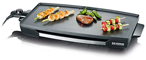 SEVERIN KG 2397 Piano cottura XXL da 2200 Watt, Superficie di cottura multiuso, Piastra in alluminio pressofuso antiaderente, Piastra antiaderente da 2052 cm quadri, Acciaio/nero