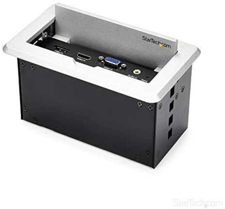 StarTech.com Conference Table Connectivity Pop up Box with AV and Data Ports - HDMI, VGA, DisplayPort to 4K HDMI Output (BOX4HDECP2)