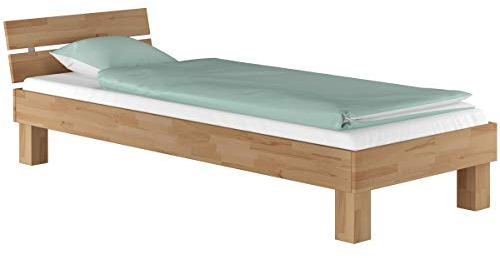 Erst-Holz®Futonbett Buche massiv Einzelbett 90x200 Bettrahmen Holzbett Gästebett Bett mit Rollrost 60.86-09
