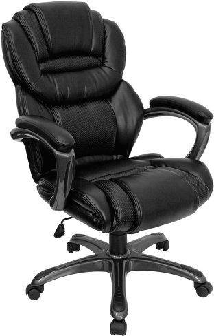 Flash Furniture Stella Bürostuhl mit hoher Rückenlehne, weiches Leder, ergonomisch, mit Armlehnen, Schwarz