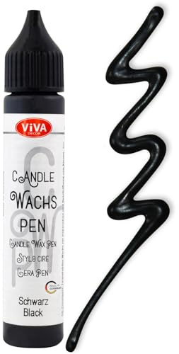 Viva Decor Wachs Pen 28ml (Schwarz) Premium Candle Liner & Wax-Pen - Ideal für individuelle Kerzengestaltung - Hochwertiger Wachs-Stift zum Anmalen, Verzieren & Personalisieren