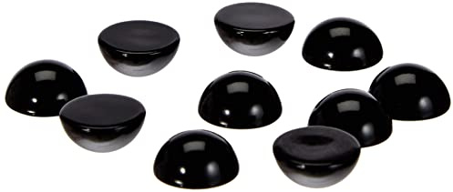 Rayher Tieraugen, Plastik-Halbperlen, schwarz, 10 mm ø, Btl. 10 Stück, zum Kleben, Perlen mit flacher Rückseite, halbrund, 8965401