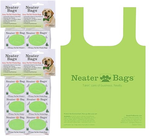 Neater Pet Brands Neater Bags Dog Waste Bag, No Rolls to Fuss With - Dog Poop Bags Dispense One at a Time, Doggie Poop Bag with Easy-Tie Handles (180 Count)