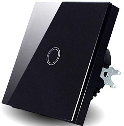 Plaque en verre 1 voie 1 voie Interrupteur tactile Lampe tactile LED Interrupteur noir