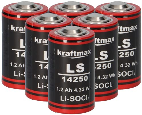 6X Lithium 3,6V Batterie LS 14250-1/2 AA ER14250 Li-SOCl2 LS14250 AKKUman Set (6er)