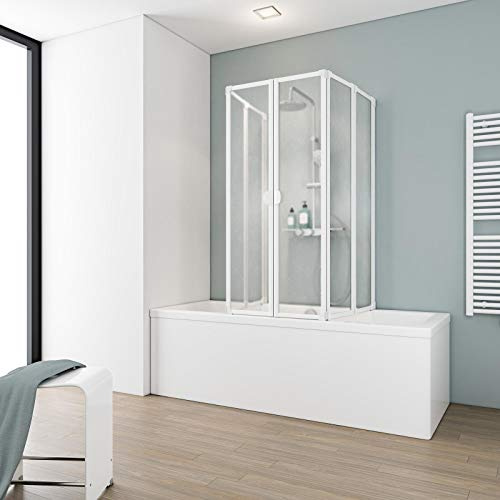 Ihr Wunschmaß, Schulte Duschabtrennung faltbar für Badewanne, einfacher Aufbau, Kunstglas Softline hell, alpinweiß, langlebig, D170099 04 01