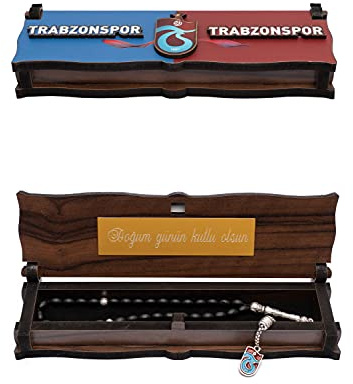 Gök-Türk Box Schatulle MIT Gravur aus Holz Handgemacht & Tesbih Gebetskette 'Trabzonspor 33 Perlen