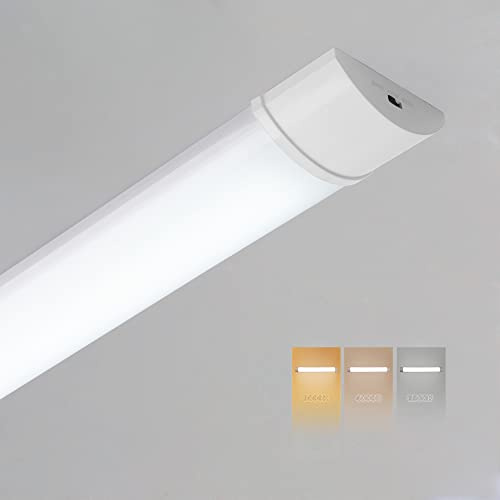 LED-lysrör, ljuslist 120 cm 34 w 3750 lm 3CCT i ett (3000 K/4000 K/6500 K) varm/neutral/kall vit, valbar vägg, takhållare för garage, verkstad, skjul, fabrik, lager, butik (115 cm)