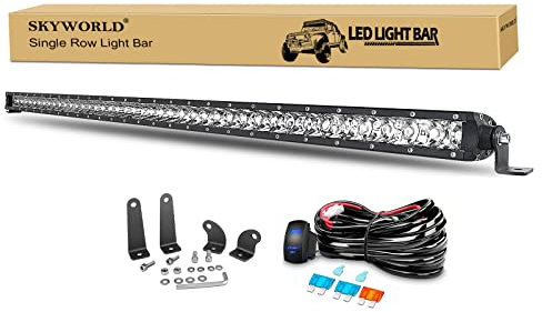 SKYWORLD LED Arbeitsscheinwerfer Bar, 43 110cm 210W Spot Einreihig Zusatzscheinwerfer 12V 24V Led Scheinwerfer Traktor Wasserdicht Strahler mit Rocker Kabelbaum für Auto Boot LKW Fahren SUV 4x4 4WD