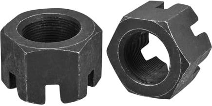 sourcing map 2 Stück Sechskant-Schlitzmutter Ersatz aus Kohlenstoffstahl M30 x 1,5 mm Sechskantmuttern