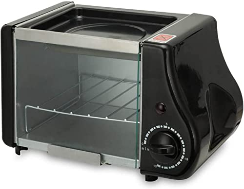 2 IN 1 Oven Mini Electric Oven Intelligent Timing Temperature Timer Switch Mini Electric Oven Suitable for Students' Low-power Oven (Color : Black)