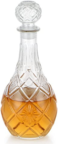 MDLUU Glass Decanter with Airtight Stopper, 1000ML/33.8OZ Liquor Decanter Bottle for Wine, Whiskey, Brandy, Vodka (Round Diamond)
