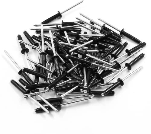 Jiozermi 60 rivetti tri-Fold in alluminio, 5/32 x 3/4 rivetti a tripla presa, rivetti ciechi assortiti, rivetti pop, nero