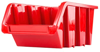 SimpleThing 10 Stück Stapelboxen Größe 390 x 240 x 180 mm Farbe Rot | Werkstatt Wandregal Sortierbox Stapelkiste