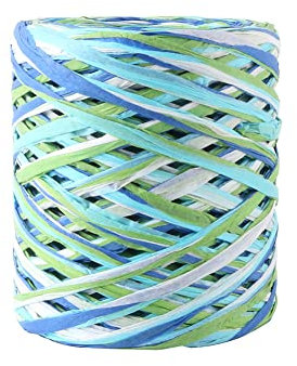 Cinta de papel de rafia de colores de 200 m, cordel de papel de rafia, cuerdas de papel coloridas, cinta de papel de embalaje de regalo, cinta decorativa para manualidades, color azul y verde